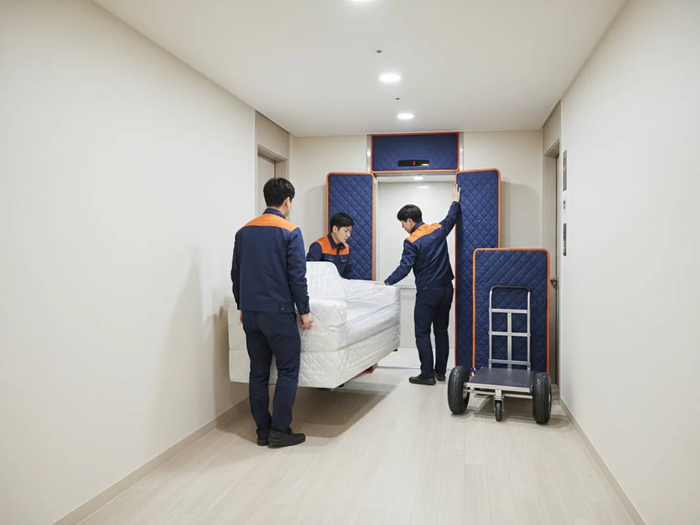 엘리베이터 보양 작업